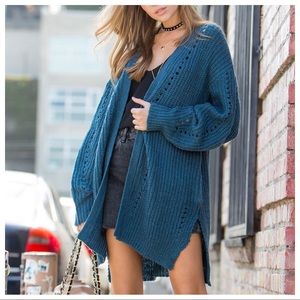 NEW Teal Sweater Cardigan with Side Pockets